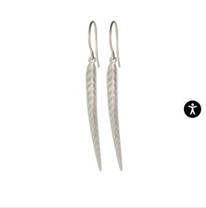 Me & Ro Sterling Silver Long Leaf Earrings